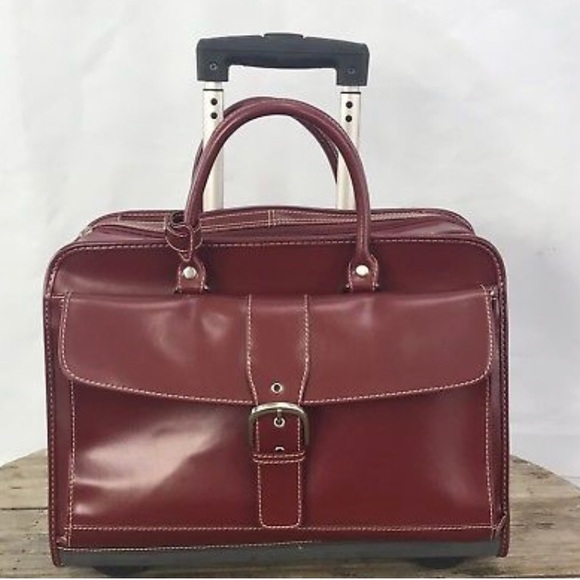 red rolling briefcase